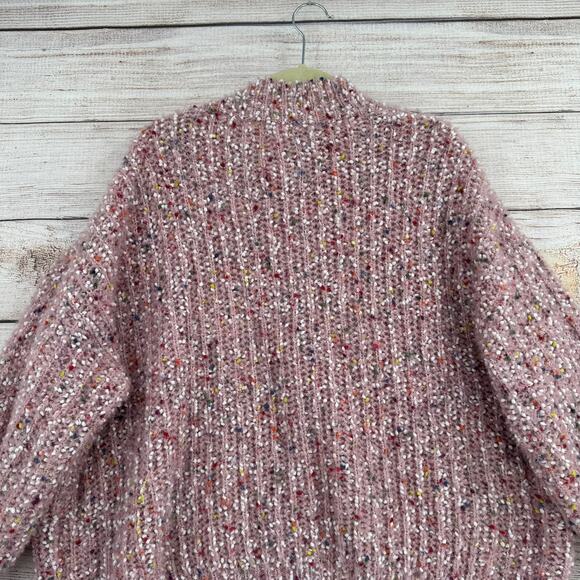 POL Confetti Boxy 3/4 Sleeve Sweater Women's M Pink Multicolor Dots Oversized - Picture 4 of 13